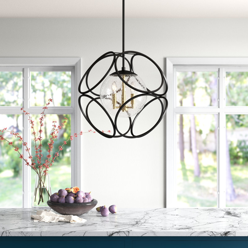 Anita 3 - Light Unique/Statement Pendant, Black/Vintage Brass
