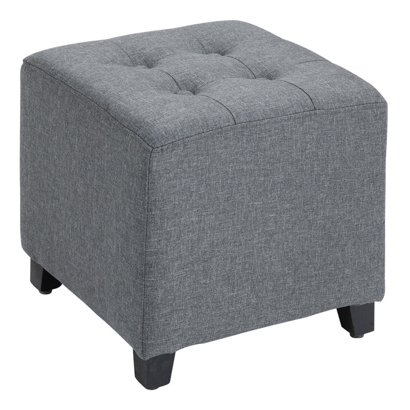 Leella 35cm Wide Tufted Square Solid Colour Footstool Ottoman