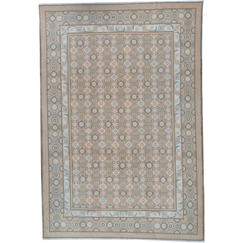 Tapis beige noué à la main de haute qualité