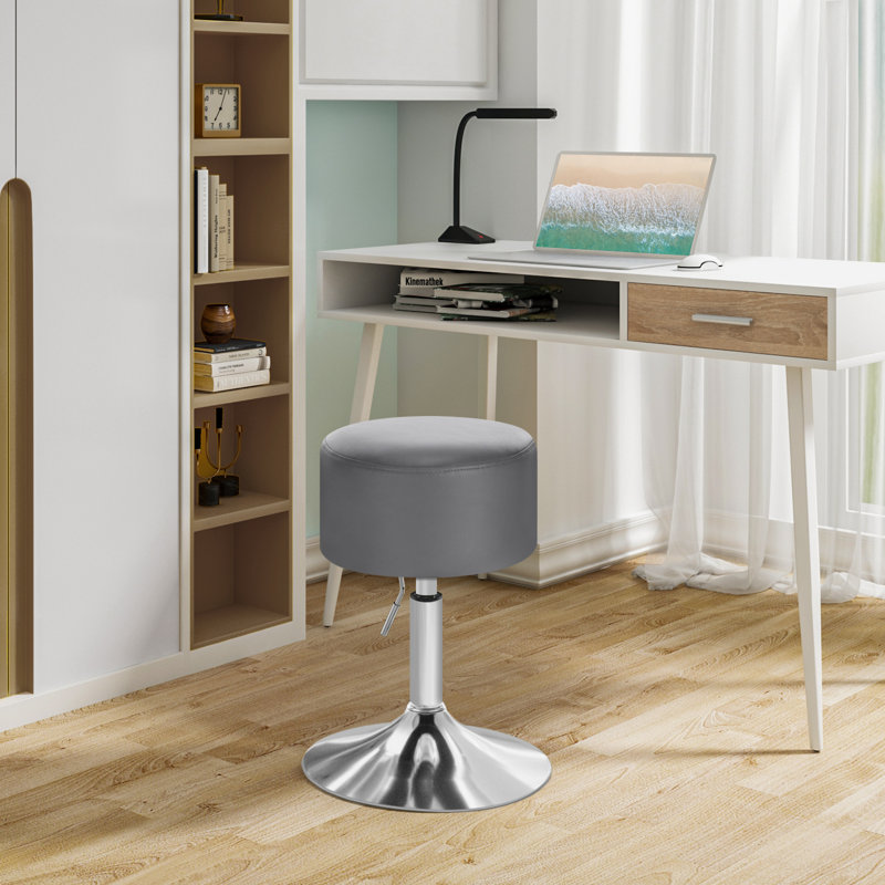 Kundana Swivel Upholstered Adjustable Height Counter Stool with Metal Frame, Grey