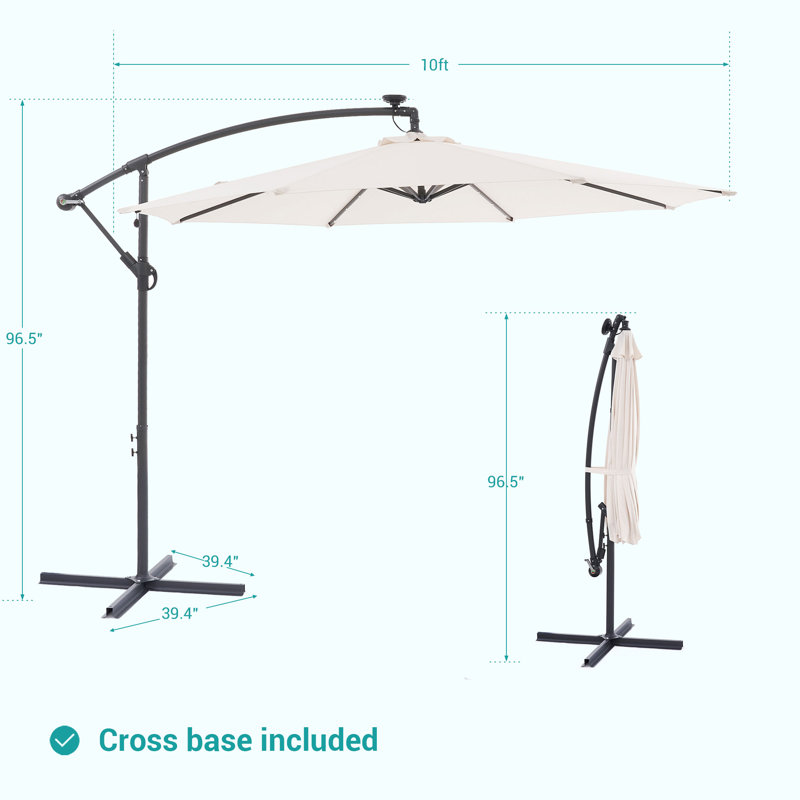 Parasol en porte-à-faux 10 pi Atanase, Kaki