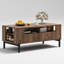 Table basse 43,3 po de largeur Mid-Century moderne à 2 tiroirs avec structure en acier et rangement-470160192