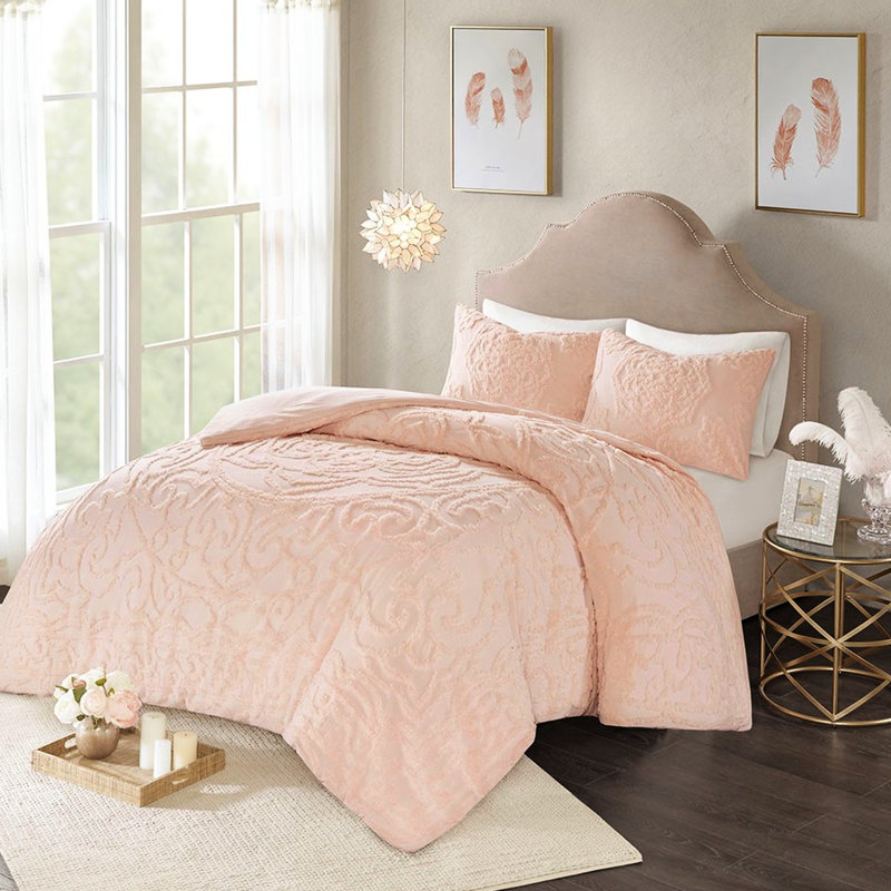 Housse de couette en coton très grand / très grand King / King 3 - rose, chenille, rose beauté 100% très grand, solidité