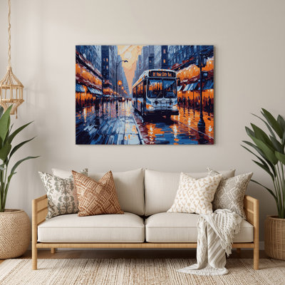 Transportation City bus and public transit Purple Metal Wall Art