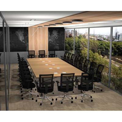 Rectangle 22 Person 80'' L Training Table and Chair Set with Cable Management
