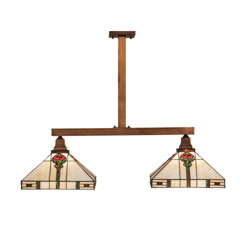 38.5" Long Parker Poppy 2 Light Island Pendant, Light Brown