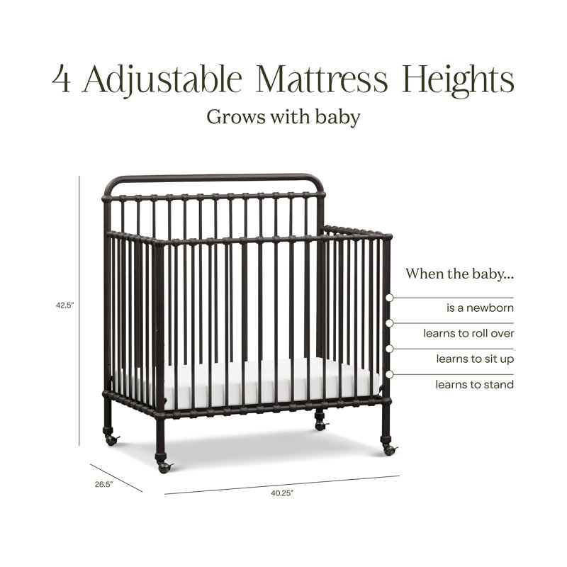 Winston 4-in-1 Convertible Mini Crib, Vintage iron