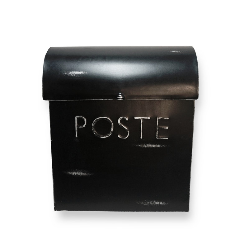 Rustic Black Steel Wall Mounted Mailbox with Newspaper Holder