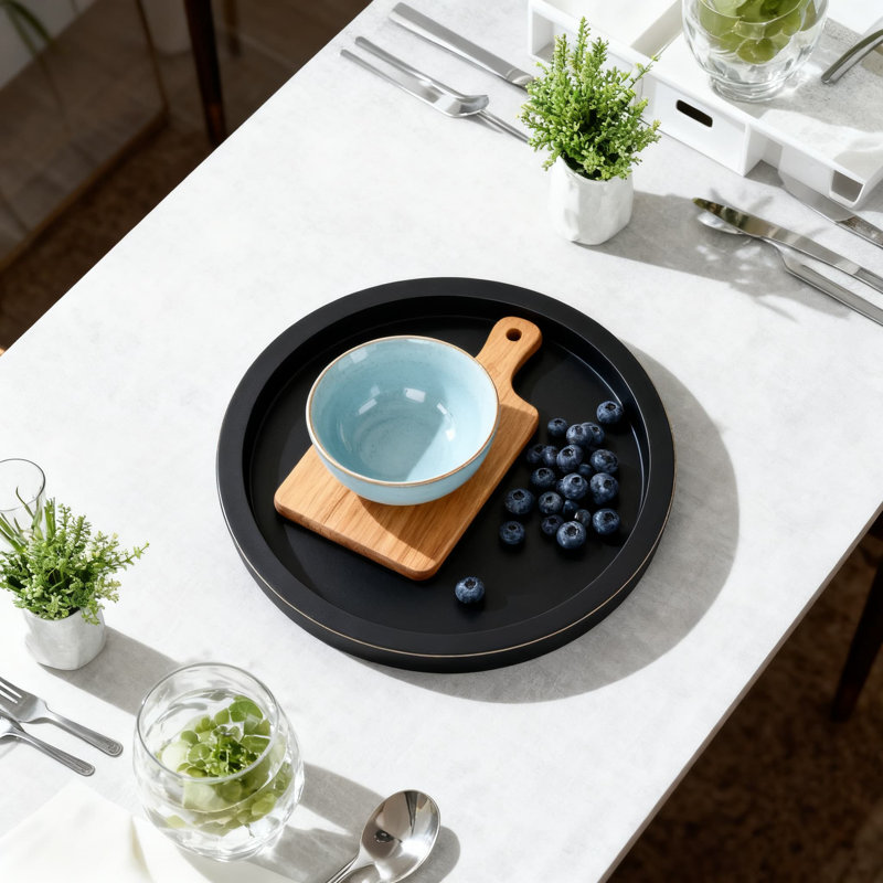 Rustic Wooden Candle Tray Round Farmhouse Centerpiece For Tealight Pillar Candles Holiday Home Decor Wedding Table, Black