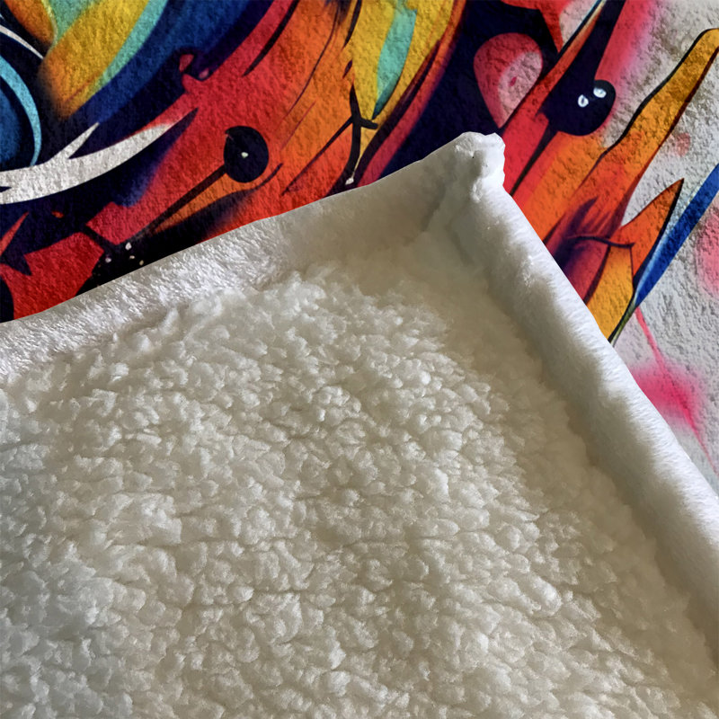 Throw Blanket, 68" W x 80" L, Marble/Abstract, Red/Blue/Orange