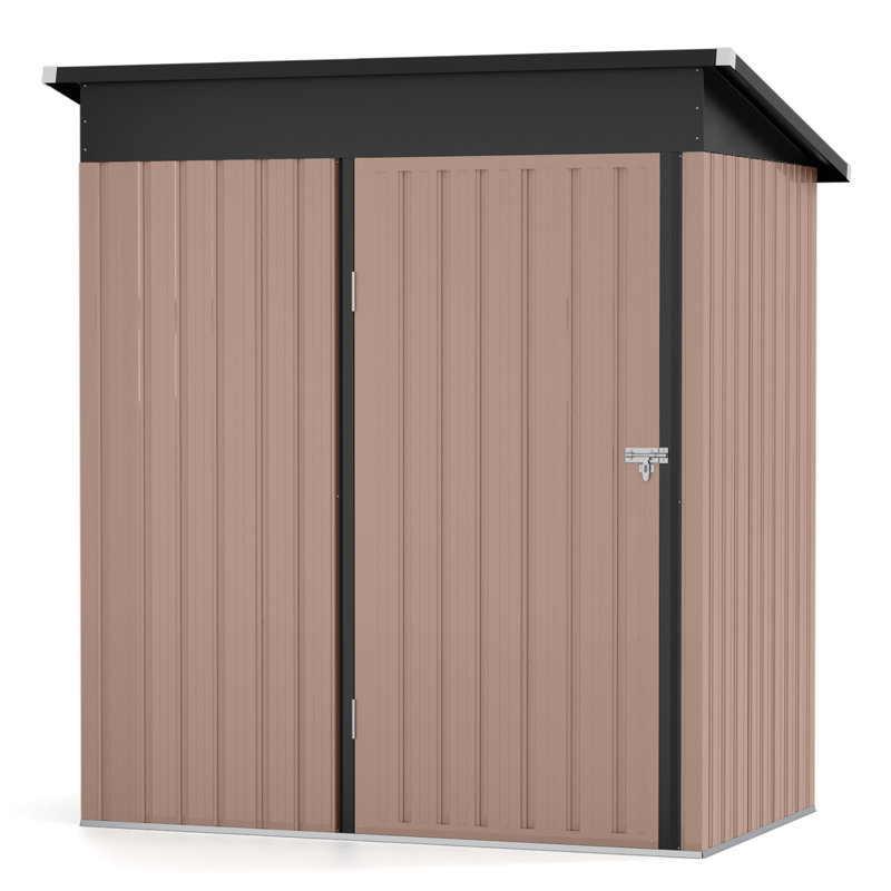 4.5 ft. W x 2.5 ft. D Outdoor Metal Lean-To Storage Shed, Brown