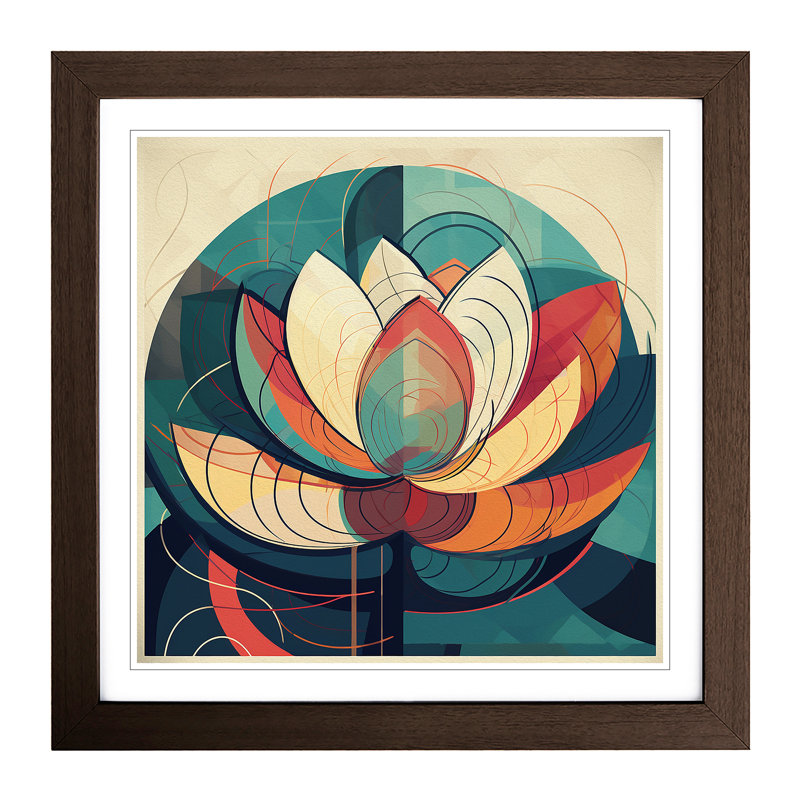 Lotus Flower Constructivism No.4 - Framed Print, Walnut