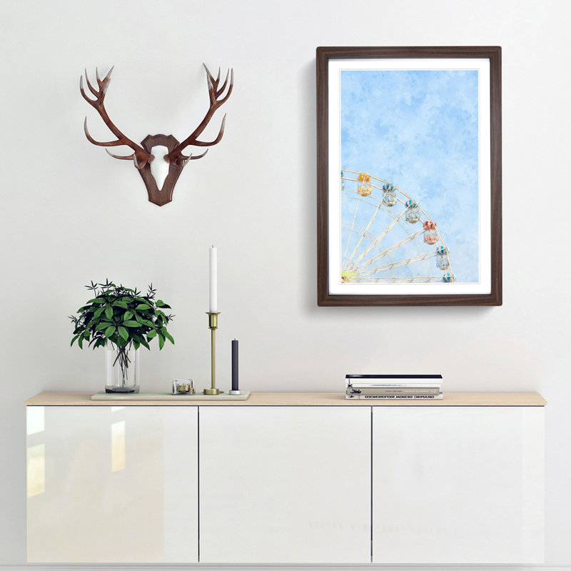 Pretty Ferris Wheel - Picture Frame Graphic Art Print, Walnut Framed, 87cm H x 62cm W x 2cm D