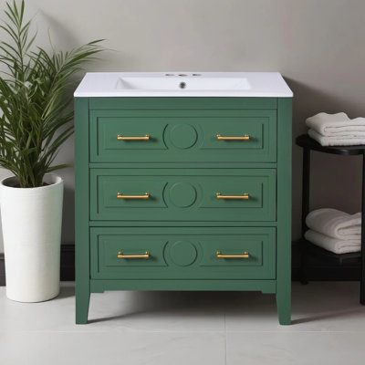 Meuble-lavabo noir élégant avec lavabo en céramique