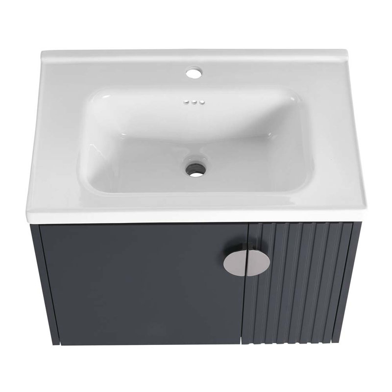 Meuble-lavabo 28 po avec lavabo en céramique, Noir