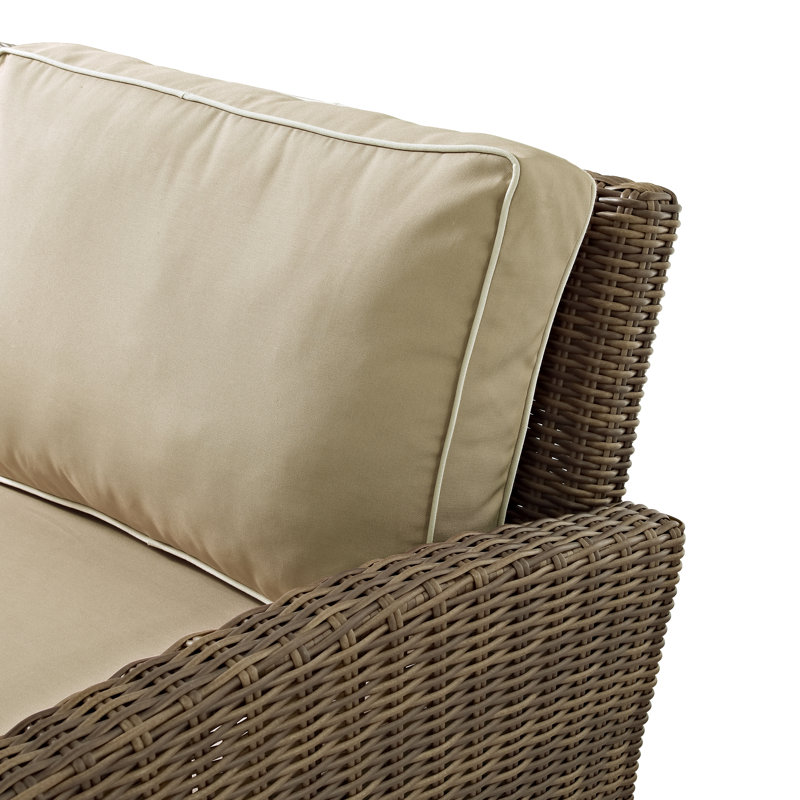 55'' Wide Metal Loveseat with Cushions, Sand, Brown