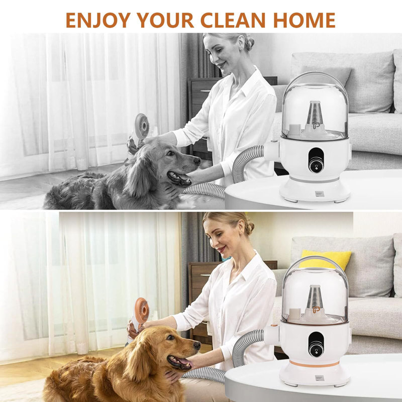Orange and White Pet Grooming Vacuum Kit with Multiple Attachments