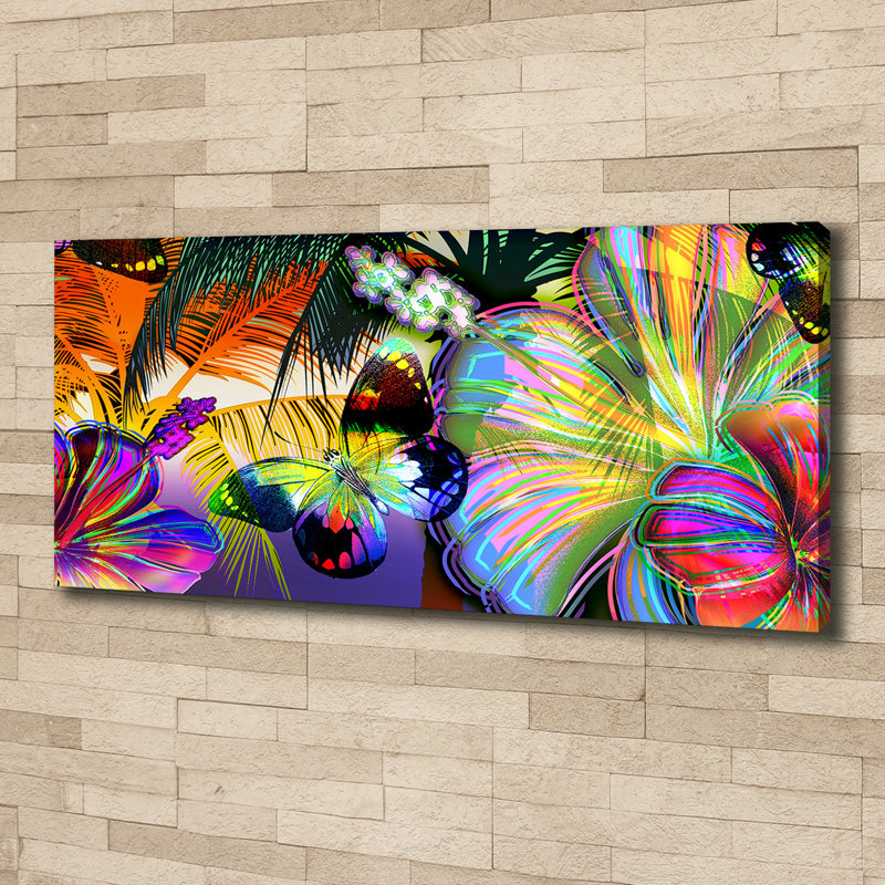 Flowers And Butterfly - Wrapped Canvas Print
