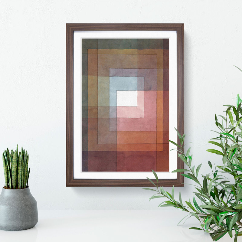 Watercolour Squares by Paul Klee - Picture Frame Painting, 48cm H x 36cm W x 2cm D, Walnut