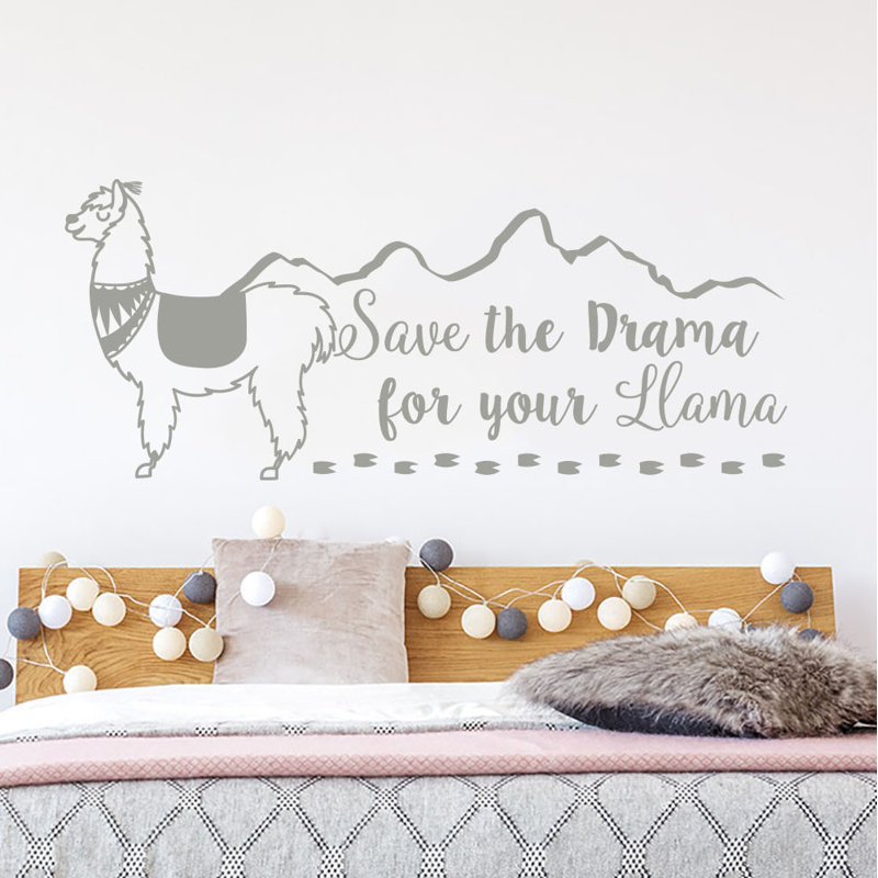 «Save the Drama for your Llama», adhésif décoratif, Gris argenté