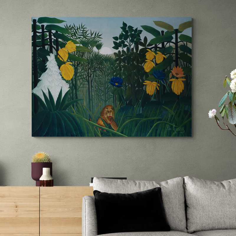 The Repast Of The Lion by Henri Rousseau - Wrapped Canvas Painting, 81cm H x 117cm W
