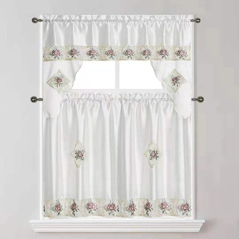 Frieslander Floral Swag Kitchen Curtain, Beige
