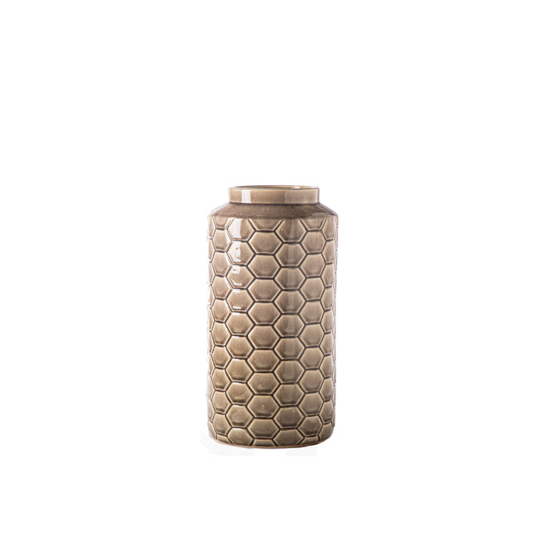 Pendelton Ceramic / Porcelain Table Vase, 13.25" H x 6.5" W x 6.5" D, Brown