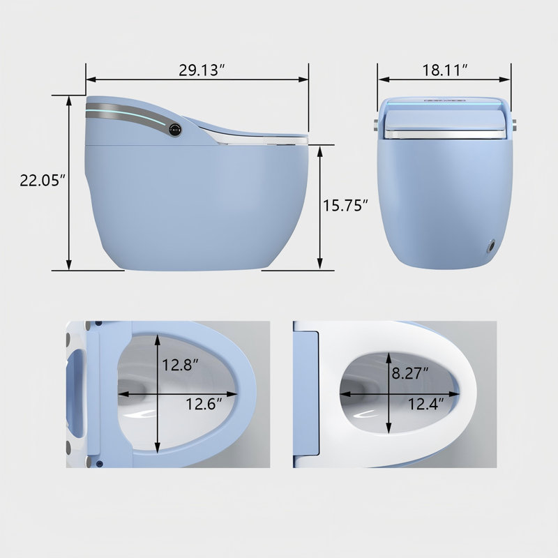 Toilette intelligente 12 po 15,75 po 12 po à siège rond 12 po