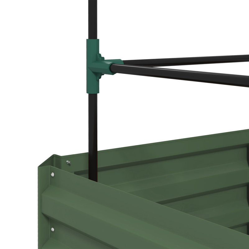 Galvanized Raised Garden Bed with 3-Tier Trellis Tomato Cage Green, 55.1" H x 19.3" W, Green