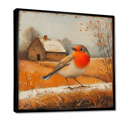 «Dotsie Robin Bird In The Farmyard», art mural grand oiseau