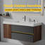 Meuble-lavabo mural moderne avec rangement à fermeture silencieuse et lavabo intégré