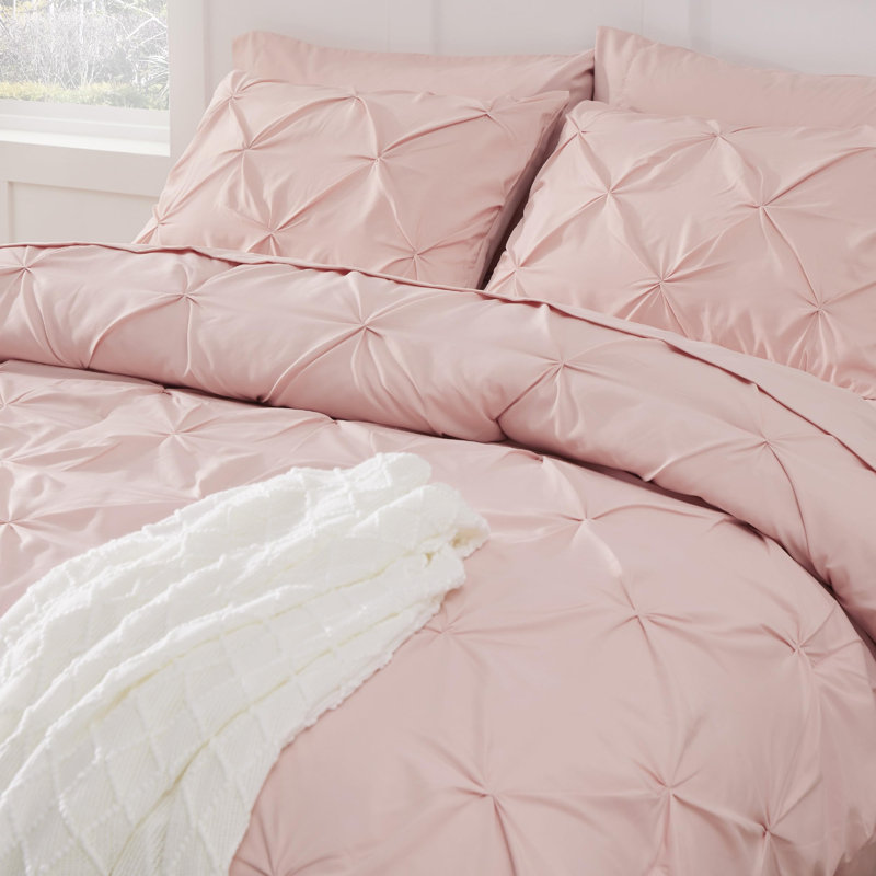 Bedsure Queen Burgundy Pintuck Bed-in-a-Bag - Mineral Blue Pinch Pleat Comforter Set with Sheets, Pillowcases & Shams (Set of 7)