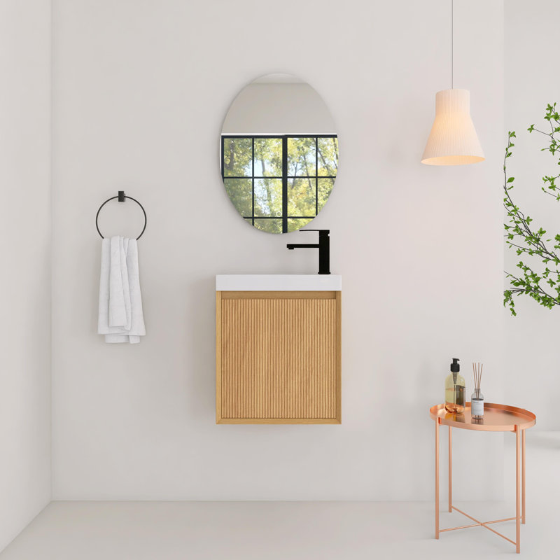 18.5 Inch Wall-Mounted Bathroom Vanity with Resin Sink, Soft Closed Door
