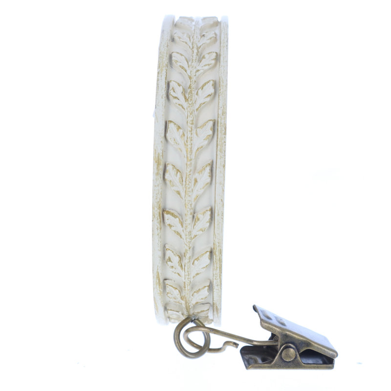 Anneau de rideau feuille Bearden, Blanc doré de France