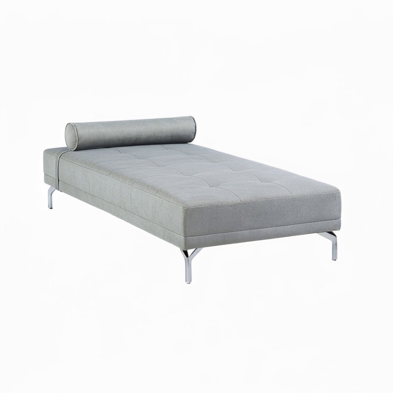 Canapé-lit en velours avec coussin Melange, gris, parfait pour le confort et la polyvalence de tout espace de vie