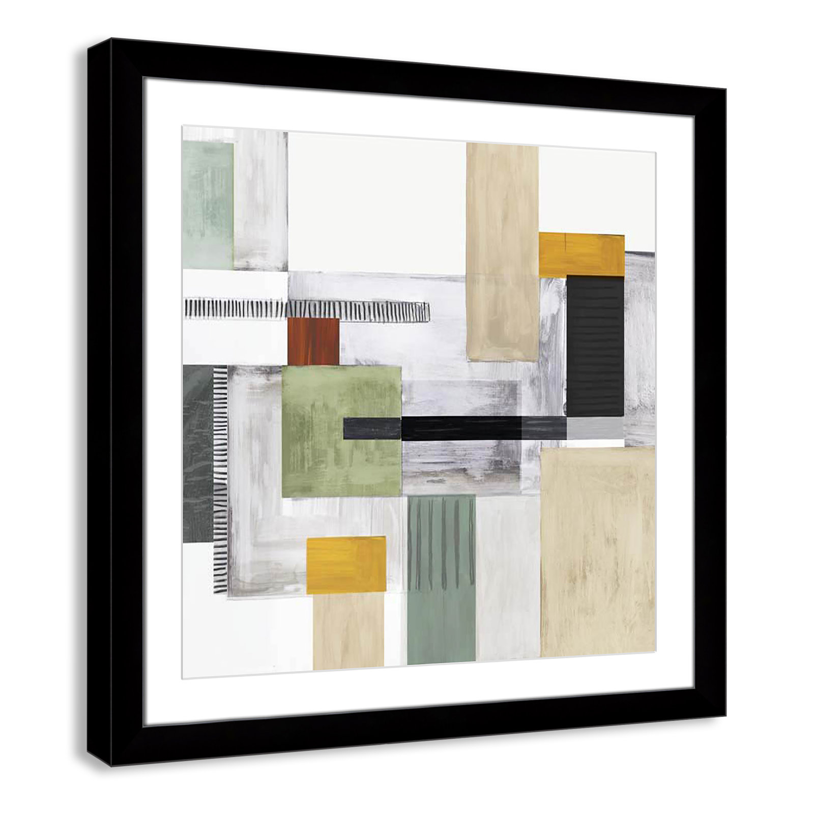 Playful Blocks Print, 29" H x 29" W x 1.25" D, Black Cube Framed