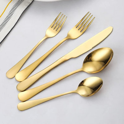 Luxury 60-Piece Stainless Steel Flatware Set With Gold Finish, Ergonomic Handle, Dishwasher Safe For 12 Guests, Ideal For Gatherings And Parties