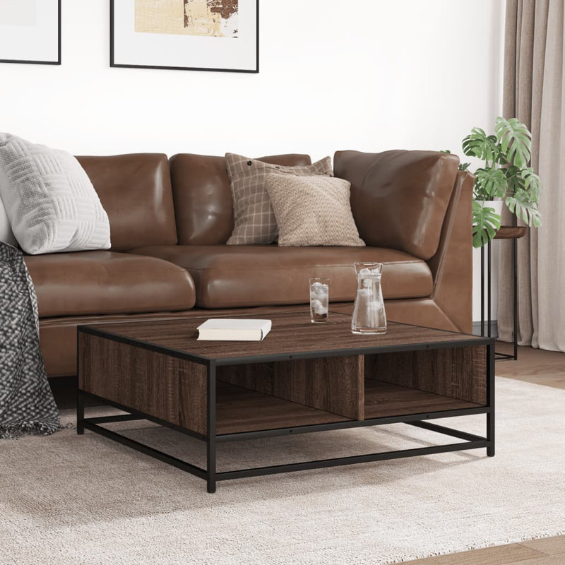 Coffee Table with Storage, Brown Oak, 30" H x 80" L x 80" W