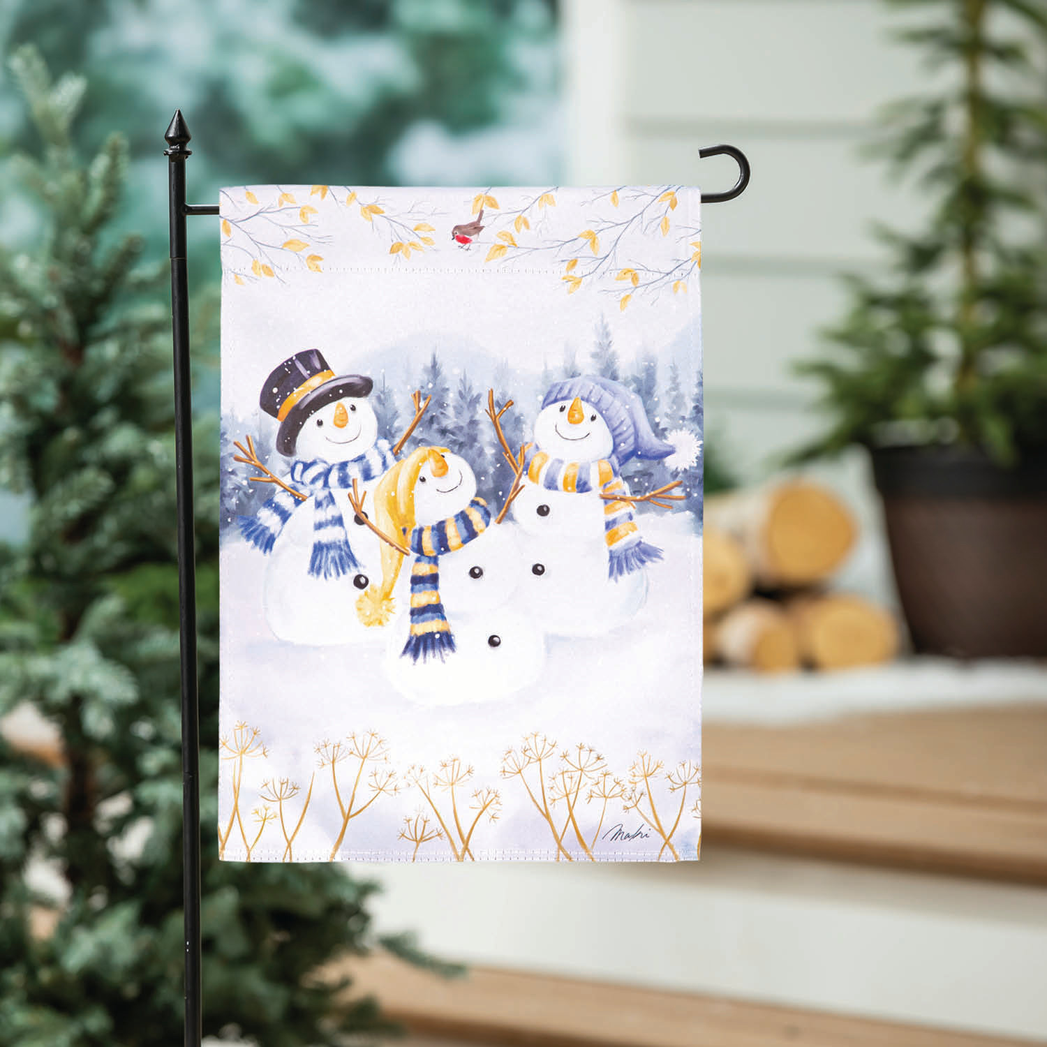 Lark Manor Happy Snowmen Trio Garden Flag | Wayfair