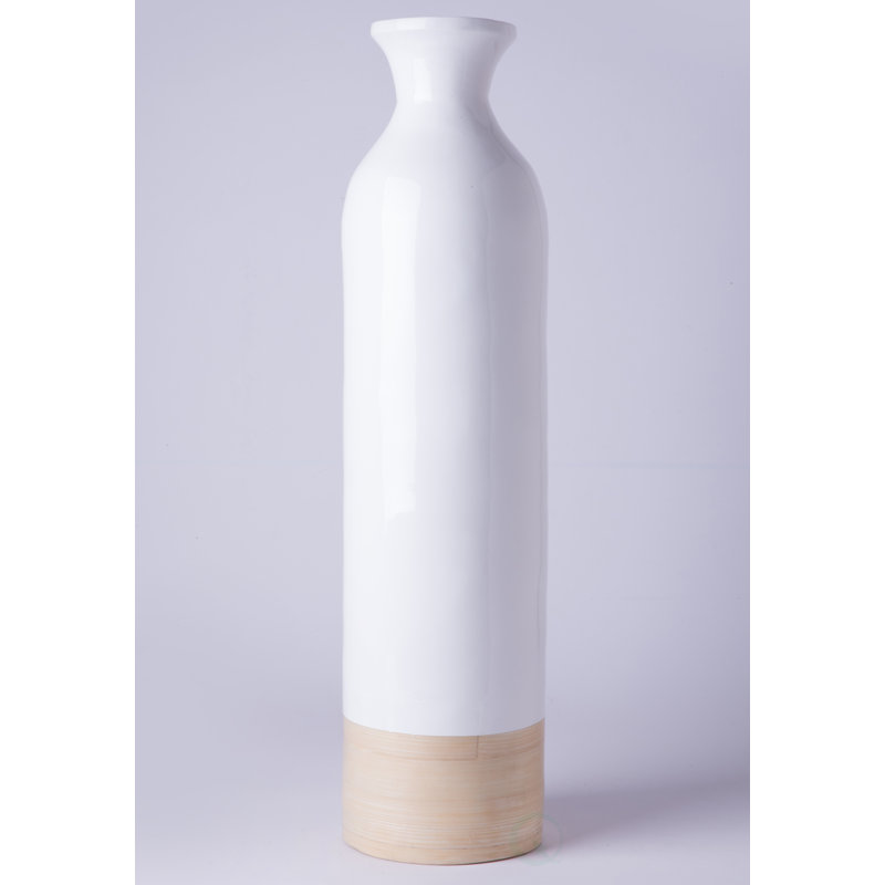 Hauts vases de plancher en bambou Dylon, H 24 po x l 6 po x P 6 po, Blanc, 1