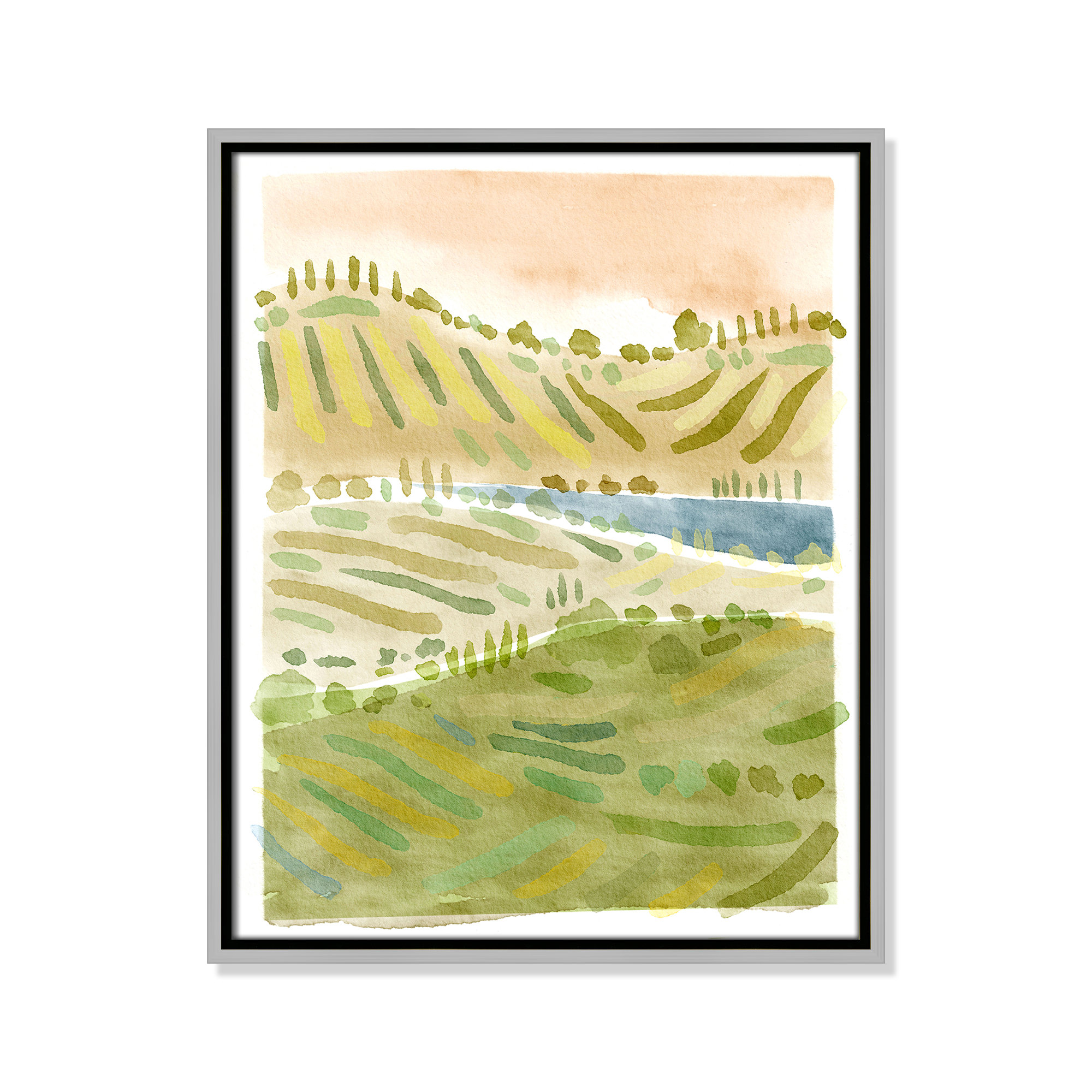 Tuscan Countryside Print by Leah Straatsma, Silver Floater Framed Canvas, 21.5" H x 17.5" W x 2" D, No Mat