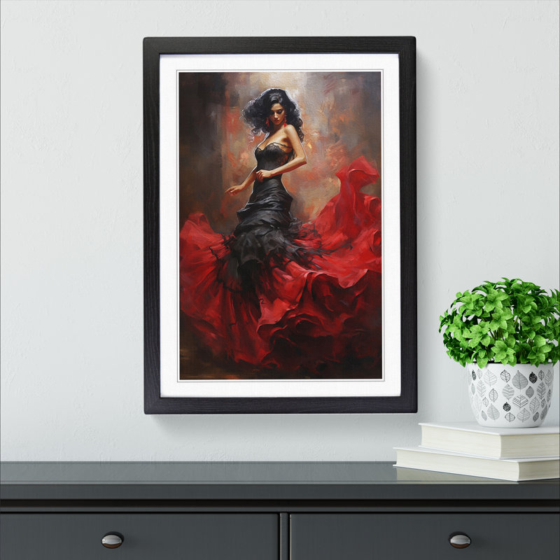 Flamenco Dancer Gothic - Single Picture Frame Print on Wood, 46cm H x 34cm W x 2cm D, Black