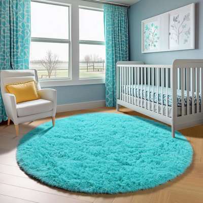 9 po x 9 pi Tapis rond bleu Tiffany pour chambre à coucher