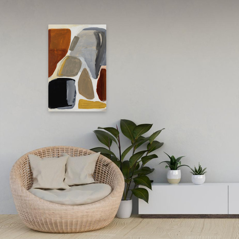 Fall Out - Abstrait noir brun crème, H 24 po x l 16 po