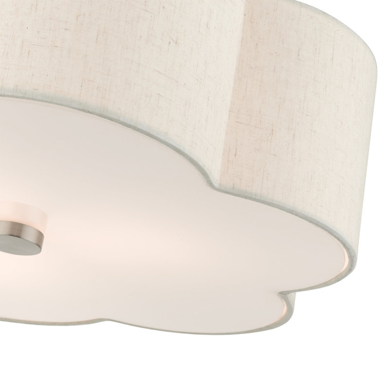 Plafonnier semi-encastré 3 lumières Copper, Nickel brossé, H 8,5 po x l 18 po x P 18 po