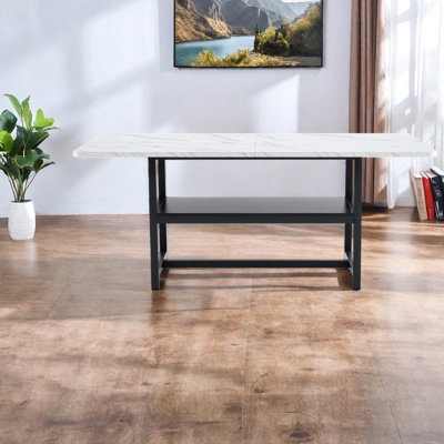 Tables de salle à manger avec rangement (table seulement, sans chaises, complet avec plateau et pieds), 71 po en métal et en MDF, cuisine moderne