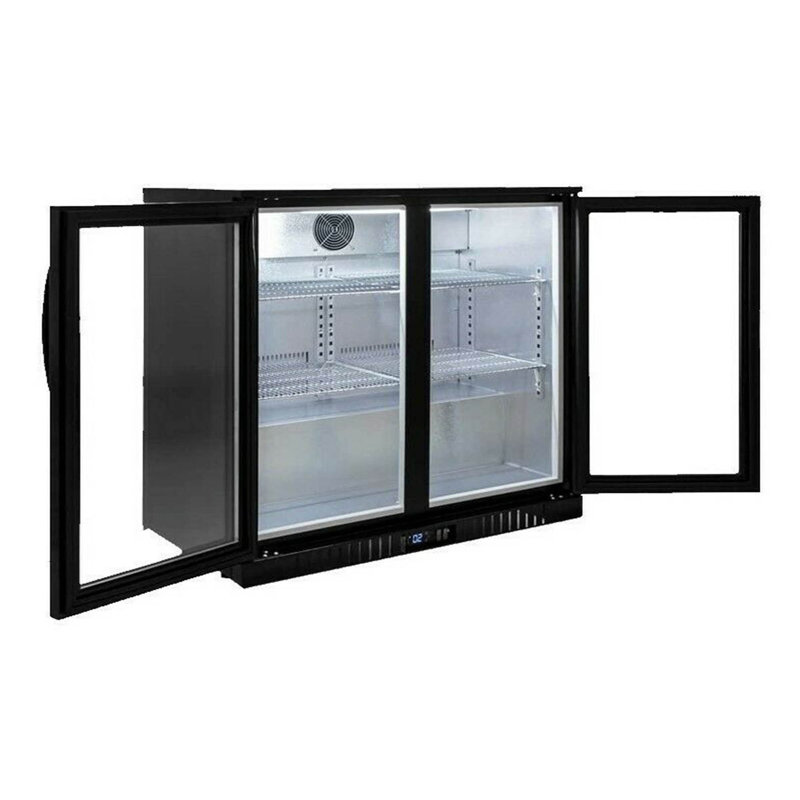 Black 35" Counter Height Bar Refrigerator with Glass Doors