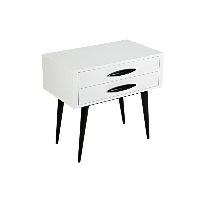 Table de chevet Taylor, Blanc mystique / gomme laque noire