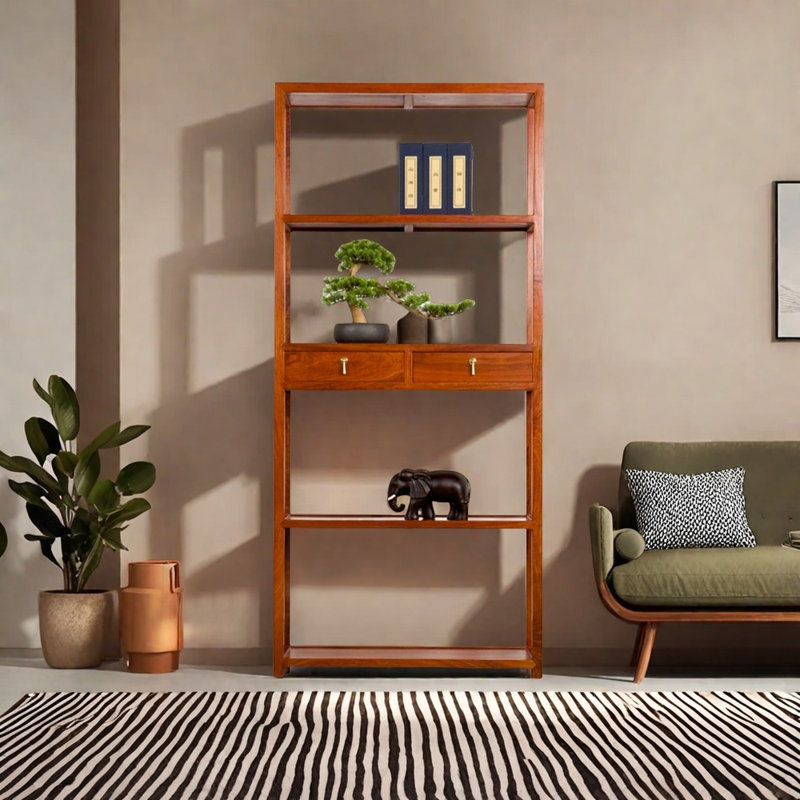 Nouvelle bibliothèque ouverte de style chinois, (4 tablettes) H 77,95 po x l 35,43 po x P 12,6 po