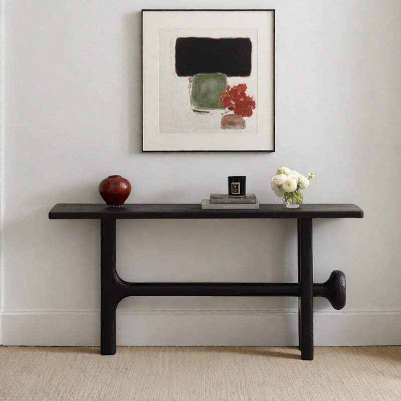 Table d'entrée en bois de frêne massif de style Wabi-Sabi, H 31,5 po x l 63 po x P 13,8 po